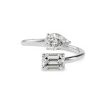 Toi et Moi 2 Carat Pear & Emerald Cut Diamond Engagement Ring for Women – Two Stone Bridal Jewelry