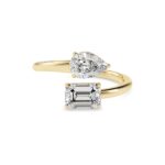 Toi et Moi 2 Carat Pear & Emerald Cut Diamond Engagement Ring for Women – Two Stone Bridal Jewelry - Image 5