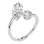 Toi et Moi 2.50 Carat Round & Marquise Cut Diamond Engagement Ring for Women – Two Stone Bridal Jewelry - Image 2