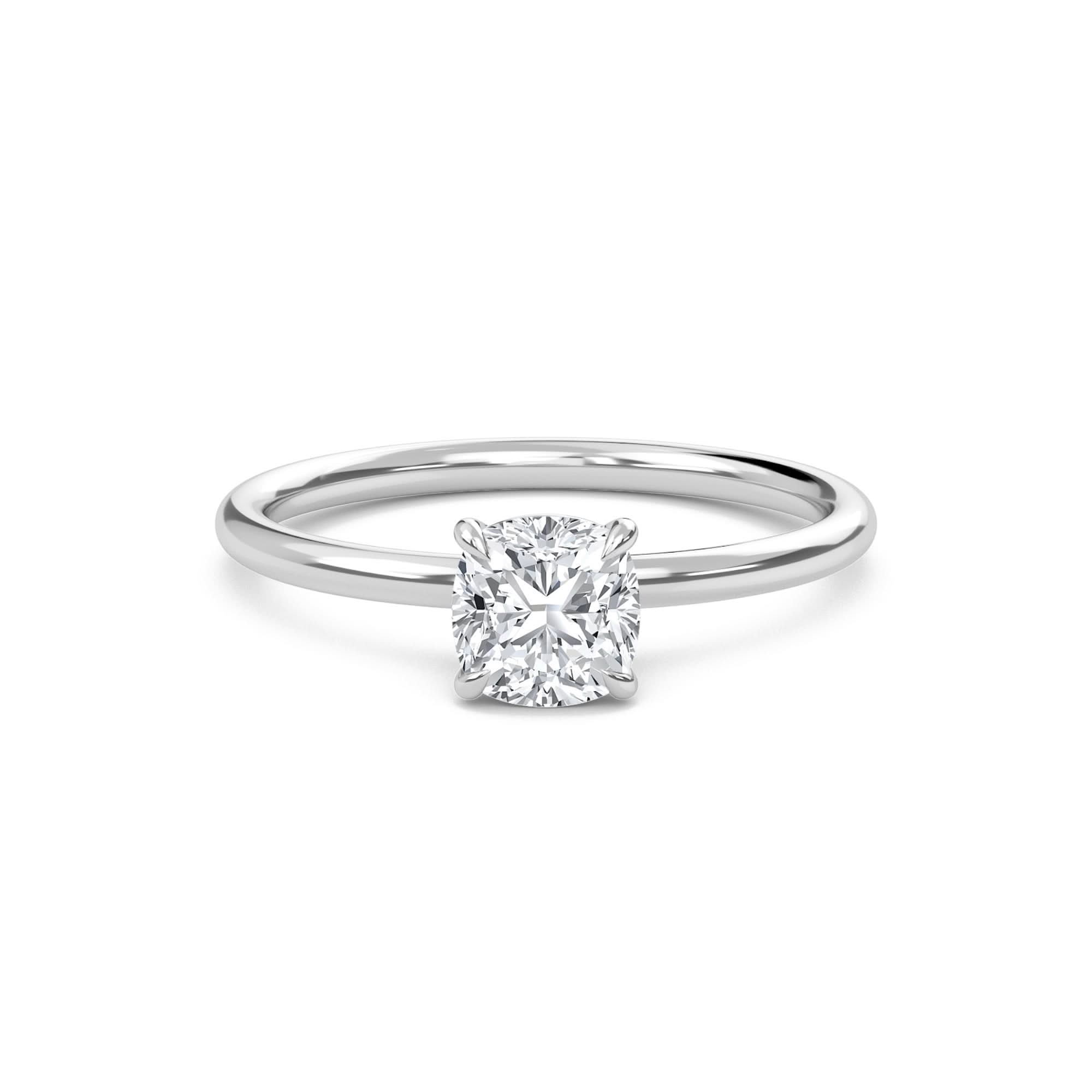 RGSOL0063-CU_1CT_DOWN_WHITE_427524ed-eba5-4372-b350-e91a8621f003 2.00 Carat Cushion Cut Solitaire Diamond Engagement Ring – Elegant Bridal Jewelry - Image 1