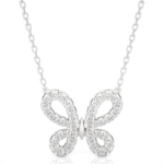 Round Cut Butterfly Pavé Diamond Pendant Necklace – Dainty Jewelry for Women