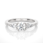Three Stone 2 Carat Round & Pear Cut Diamond Engagement Ring for Women – Elegant Bridal Jewelry