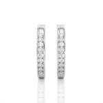 Round Cut Diamond Classic White Gold Hoop Earrings – Timeless Everyday Jewelry for Women - Image 2