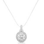1.72 Carat Round Cut Diamond Halo Pendant Necklace – Elegant Fine Jewelry