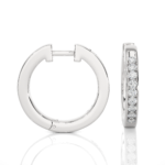 Round Cut Diamond Classic White Gold Hoop Earrings – Timeless Everyday Jewelry for Women - Image 3