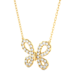 Round Cut Butterfly Pavé Diamond Pendant Necklace – Dainty Jewelry for Women - Image 6