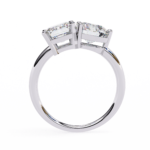 Toi et Moi 2.00 Carat Emerald & Round Cut Diamond Engagement Ring – Two Stone Bridal Jewelry - Image 3