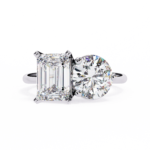 Toi et Moi 2.00 Carat Emerald & Round Cut Diamond Engagement Ring – Two Stone Bridal Jewelry