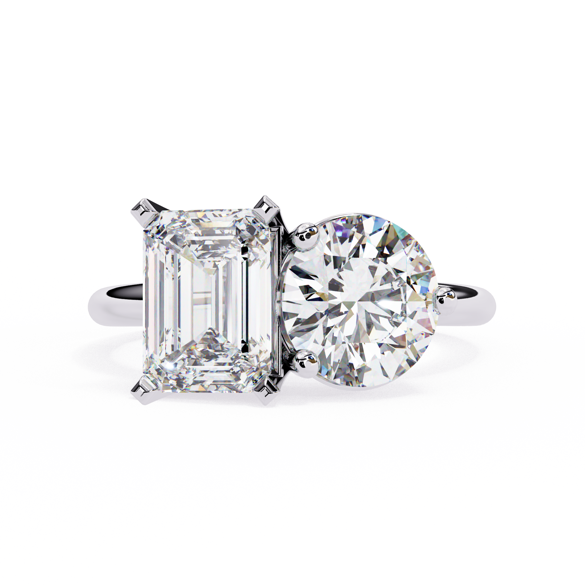 cad-275_6_0f553f9e-602a-4d06-9ad6-791d07db3e81 Toi et Moi 2.00 Carat Emerald & Round Cut Diamond Engagement Ring – Two Stone Bridal Jewelry - Image 1