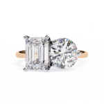 Toi et Moi 2.00 Carat Emerald & Round Cut Diamond Engagement Ring – Two Stone Bridal Jewelry - Image 9